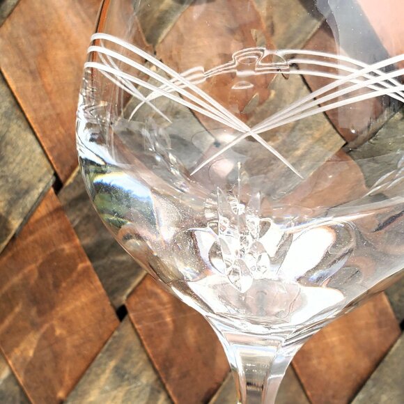 Noritake Crystal Cove Water Goblet 7.5" red wine cut glass etched signed rare - Picture 4 of 10